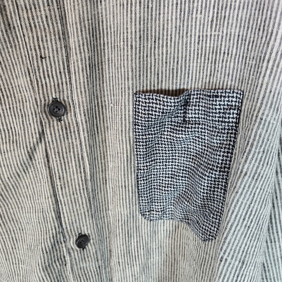 Vtg 90s Flax By Angelheart Striped Linen Button Down Lagenlook Shirt - Picture 8 of 11